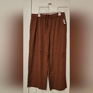 Women's Old Navy Brown/Rust Wide Leg Linen Pants Size L NWT